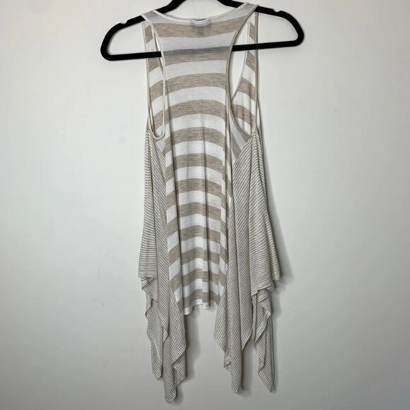 Aritzia Dilemma Tank Top Blouse Draped Stripe Flowy Sleeveless Cream White XS - Picture 12 of 15